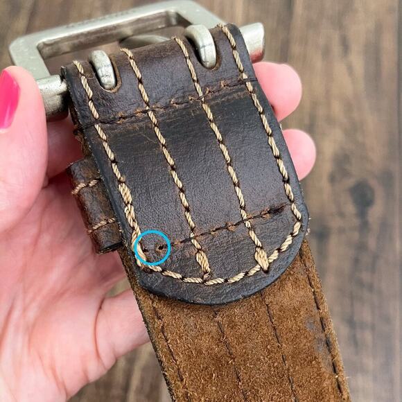 VTG Y2K Aeropostale Leather Belt Double Prong Distressed Rugged Size Large Brown - Picture 7 of 16